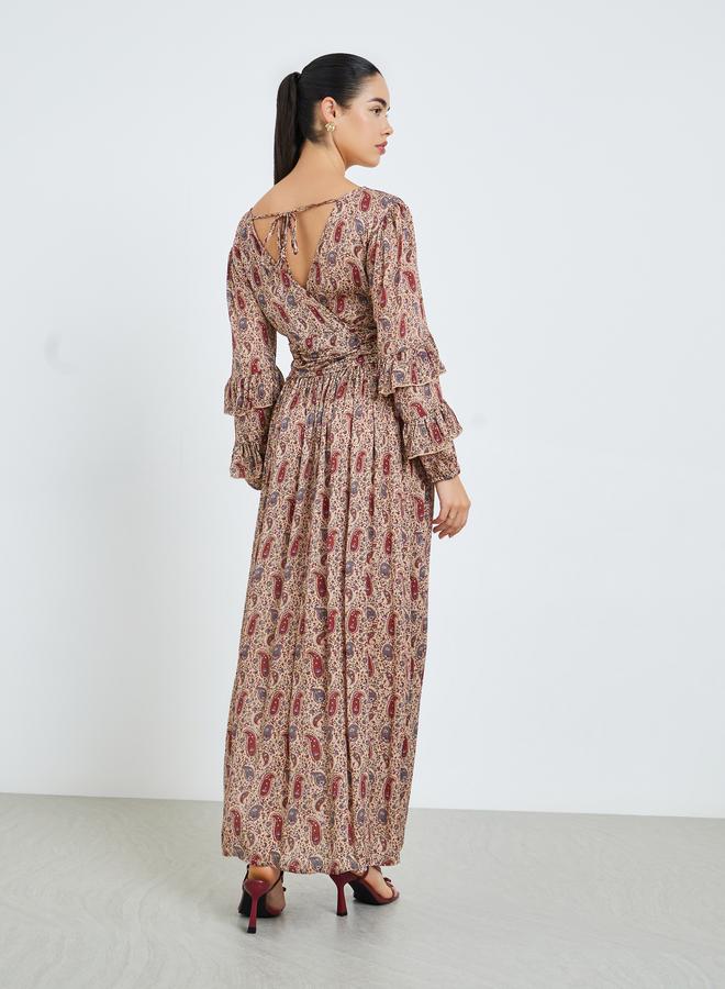 Styli Women Paisley Printed Pleated Maxi Dress - Image 4